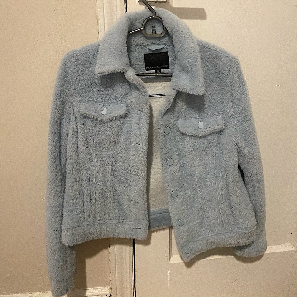 Banana Republic Light Blue Fur Jacket